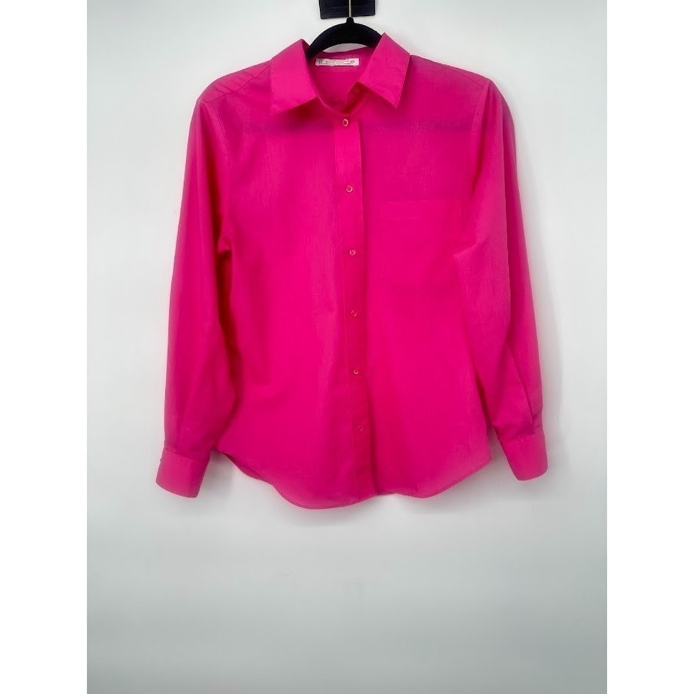 Foxcroft Womens Button Shirt Size 6 Petite 6P Pink Wrinkle Free Career Classic